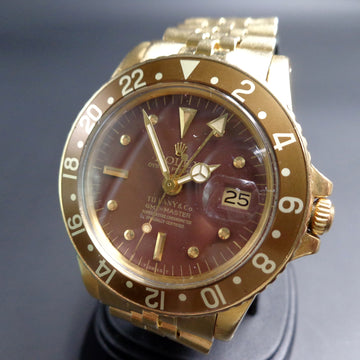Rolex Oyster Perpetual 1675 GMT Master with brown Tiffany dial in 18K yellow gold