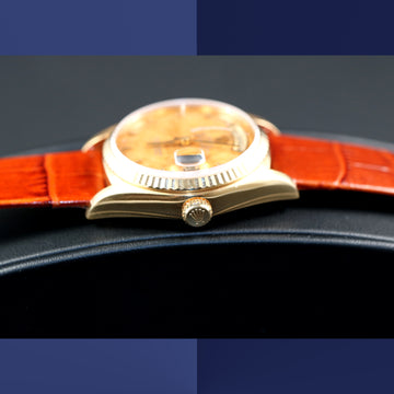 Rolex Oyster Perpetual Day-Date in 18K YG with Wood Dial from 1981- Ref 18038