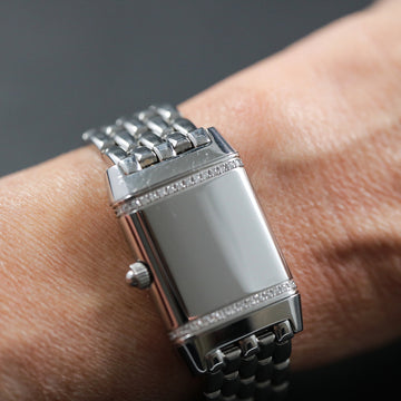 Jaeger Lecoultre reverso with ref 265.8.08 in stainless steel with diamonds