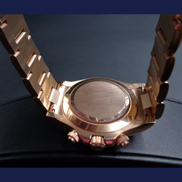 Rolex Cosmograph Daytona Rose Everose Gold 116505 with chocolate dial and baguette diamonds