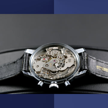 Vulcain 37mm chronograph with Panda black dial and Valjoux 7733 from the 1970’s - Serviced