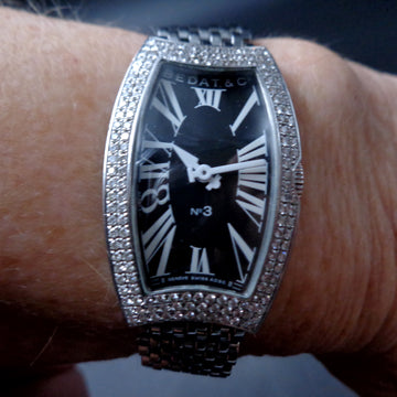 Bedat & Co 3 with ref 384 in SS and diamond bezel - Full set