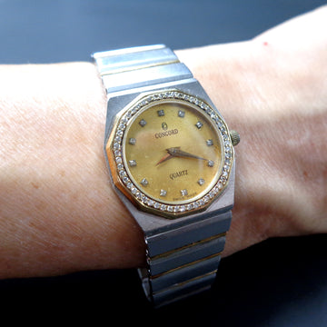 Concord Mariner SG watch with diamond bezel in SS and gold with quartz mov