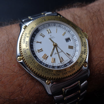 Ebel Voyager with world time function in stainless steel and 18K Gold with caliber 124