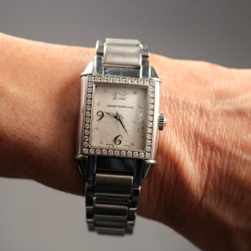 Girard Perregaux tank with ref 25870 - Diamond bezel in SS – Quartz movt