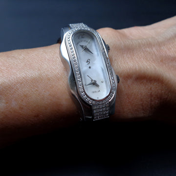 Philip Stein Teslar Double MOP Dial & Diamond bezel with quartz movt