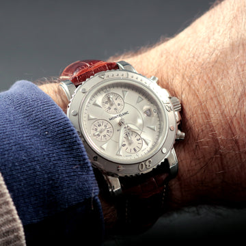 Montblanc 7034 - 35777 automatic chronograph in stainless steel with papers