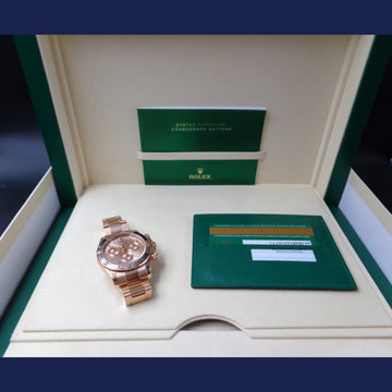Rolex Cosmograph Daytona Rose Everose Gold 116505 with chocolate dial and baguette diamonds
