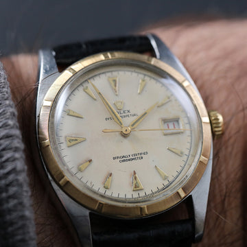 Rolex Oyster Perpetual Ref 6105 in SS and gold with bubble back and caliber A260 from 1963
